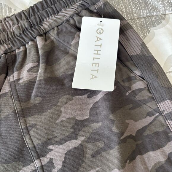 ATHLETA WOMEN'S BLACK OLIVE GREEN ELASTIC WAIST CAMO JOGGER PANTS Plus Size 22 - Picture 3 of 8